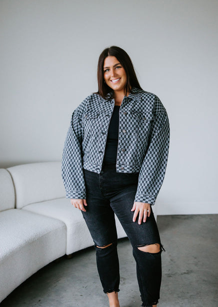 Checkered Denim Jacket – Opal and Aster Boutique